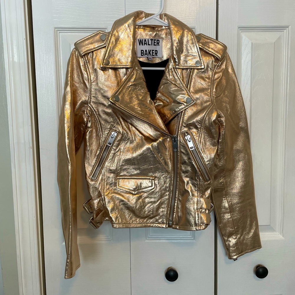 Walter Baker gold genuine leather jacket, size xs